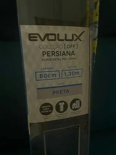 Persiana Horizontal PVC 80cm x 1,30m Preta - Nova