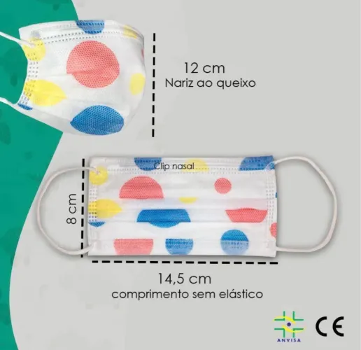 Máscaras Cirúrgicas Infantis - Tripla Camada - Rosa, Azul, Branca
