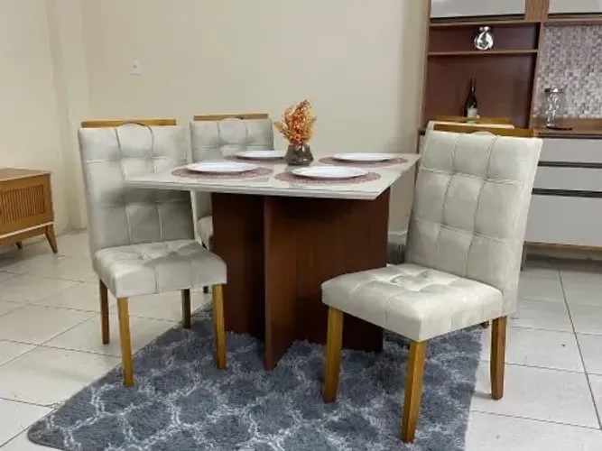 Mesa de Jantar 1.20×0.90 Com 4 Cadeiras- Entrega Rápida