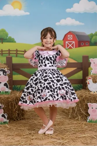 Vestido Tema Fazendinha Infantil luxo 