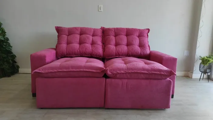 Sofá 2 Lugares Rosado retrátil reclináveis