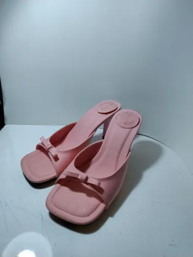 Sandália Salto Fino Rosa com Laço