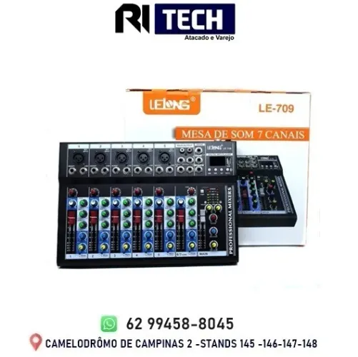 Mesa De Som 7 Canais Com Bluetooth Usb Mp3 Display Digital Interface Le 709