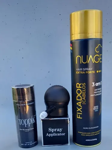 Toppik Cor Preto (Refil Bombinha e Spray Laquê Fixador)