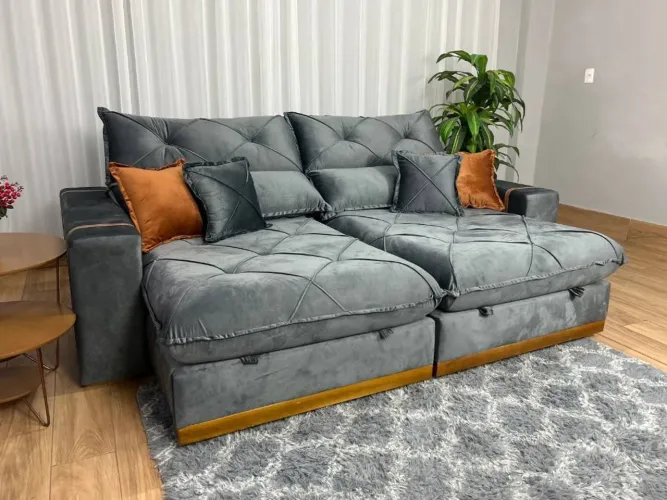 Sofá Retrátil Reclinável 2,10m Londres D33 e Molas Ensacadas l765