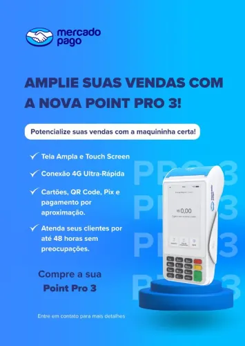Maquina de cartão Point Pro 3 - Mercado Pago