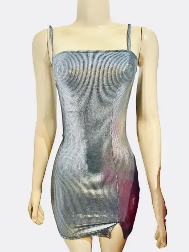 Vestido metalizado NOVO com etiqueta da H&M tamanho P
