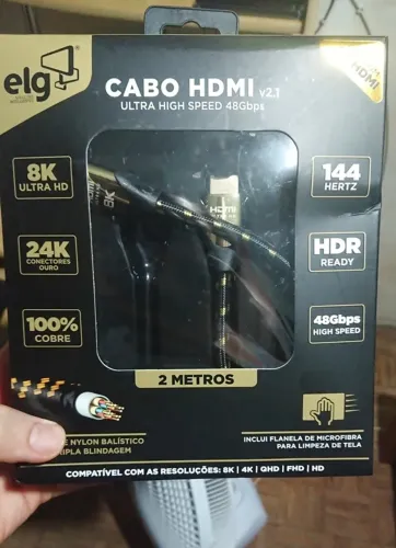 Cabo Hdmi 144hz 8k 2.1 e 2m Reforçado P/ Ps5, Pc, Xbox