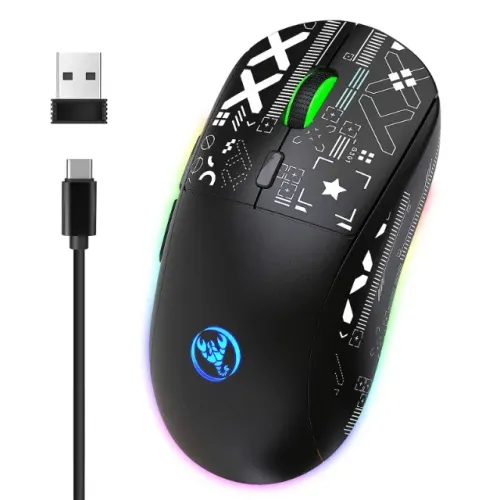 Mouse Top Gamer Hxsj T90 Sem Fio Rgb Bluetooth Wireless Preto