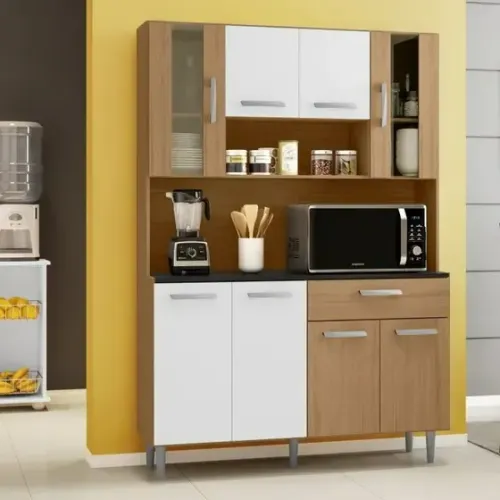 Transforme sua cozinha com o armário gabi design espaço e pratricidade - montagem grátis
