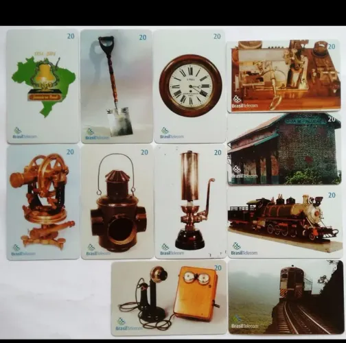150 ANOS DE FERROVIA NO BRASIL, Série completa c/ 11 cartões, Brasil Telecom