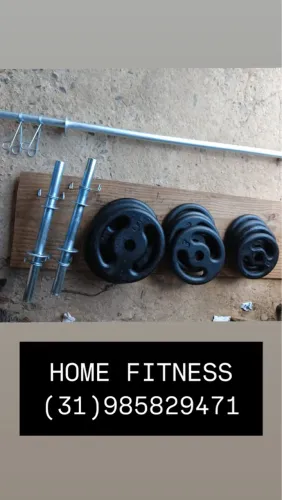 Kit Barras e Anilhas Para Treino Home Fitness