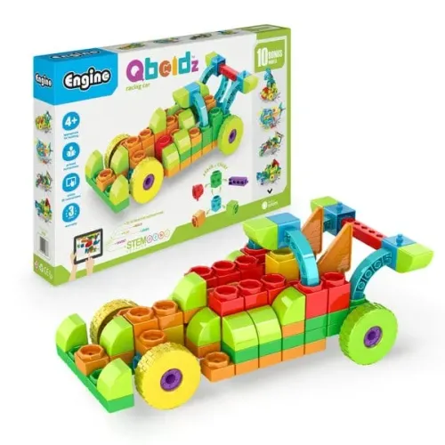 Kit de montar Engino sistema Qboidz - carro de corrida com 10 modelos bônus