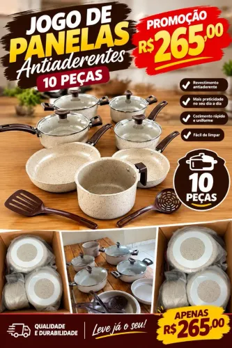 Jogo de panelas 10 peças