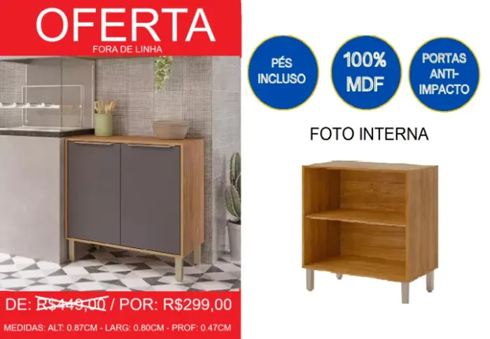Balcão - 0.80cm - mdf - compre hoje e receba em até 72 horas 