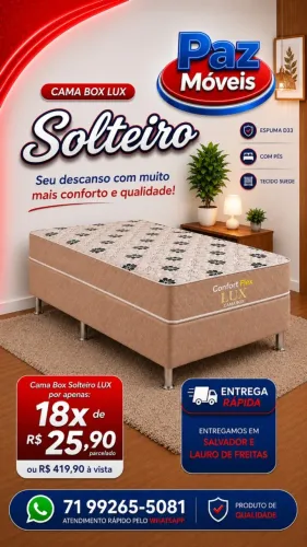Cama Box Lux Solteiro - Paz Móveis