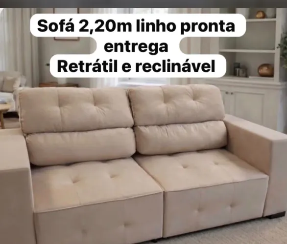Sofá retrátil e reclinável promocao quima de estoque 2,2,20m de linho
