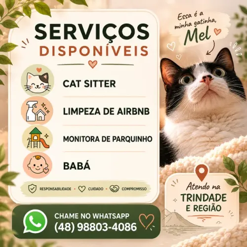 Cat Sitter | Babá | Limpeza Airbnb | Trindade