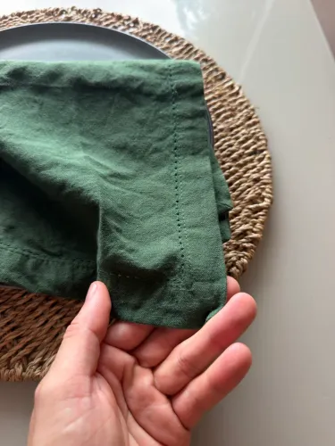 4 guardanapos verde elegante ponto francês 