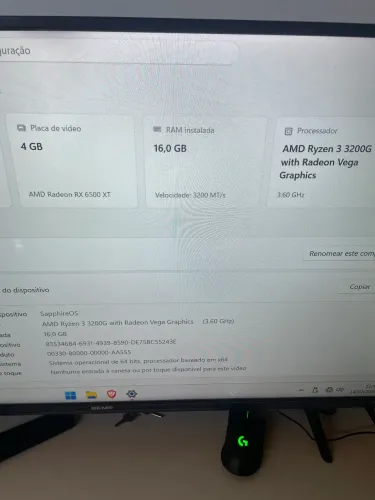 PC GAMER RYZEN 3 3200G + RX 6500XT 4Gb
