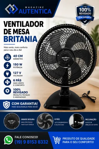 VENTILADOR DE MESA BRITANIA ( 49V-26 )