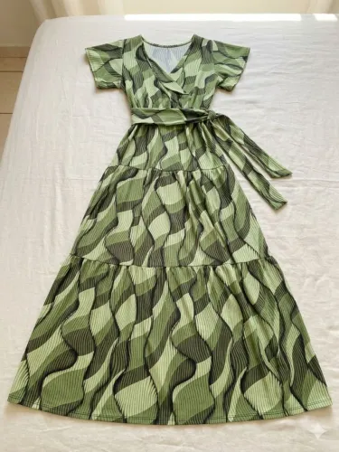 Vestido Longo Estampado Verde - Tamanho único- Leia a descrição
