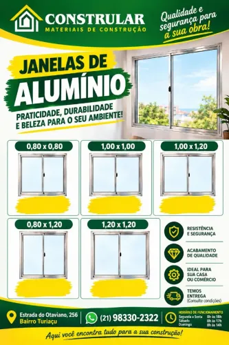 Janelas alumínio resistentes, duráveis e preço especial! Entrega e parcelamento sem juros.