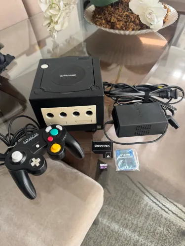Nintendo game cube preto usado desbloqueado