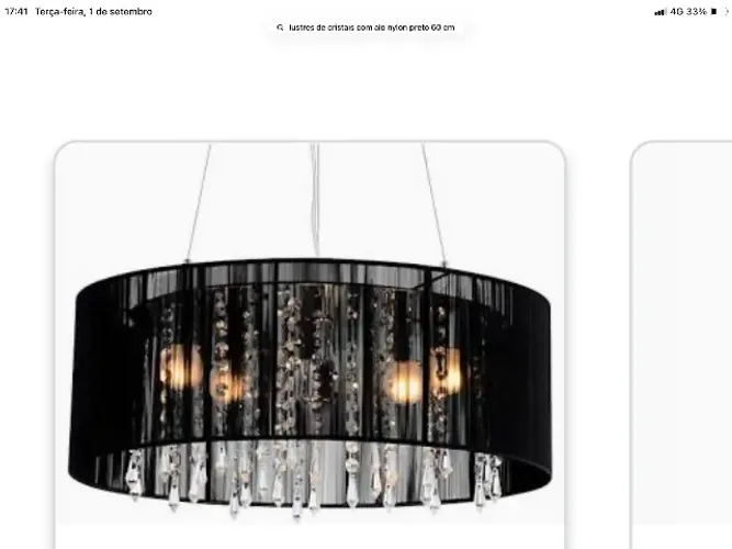 Lustres 60 cm com 5 lâmpadas com cristais de vidros e alo de nylon