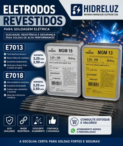 Eletrodos Revestidos E7013 e E7018 2,50 e 3,25mm para Soldagem