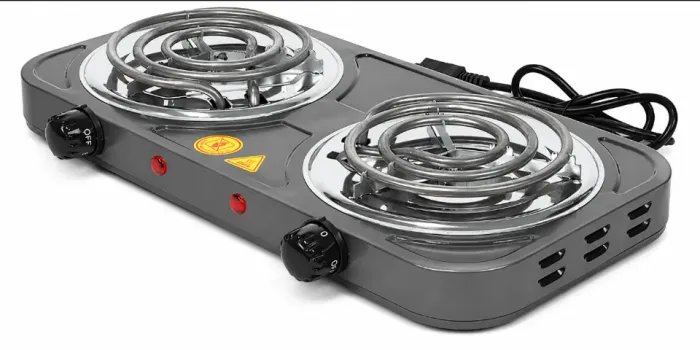Fogão Cooktop Fogareiro Elétrico 2 Bocas Portátil 110V - Cor CHUMBO
