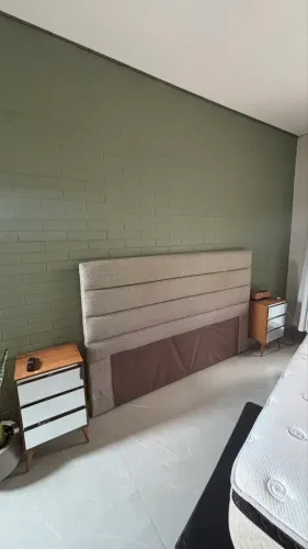 Cabeceira para cama casal king de linho cinza
