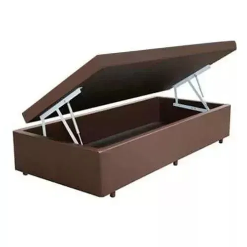 Base Bau Solteiro 88x188x40 Corino Marrom