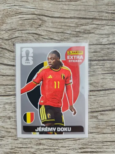 Figurinha extra Jérémy Doku prata, olhar descrição completa!