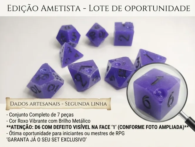 Set completo 7 dados de RPG Roxo de segunda linha