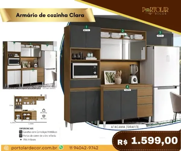 Armário de cozinha Clara, a pronta entrega