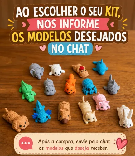 KIT ANIMAIS ARTICULADOS 3D ESTILO TRICÔ