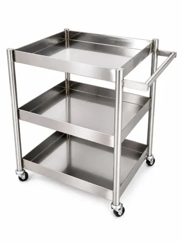 Carrinho em inox 3 planos com rodizio - Carrinho Profissional