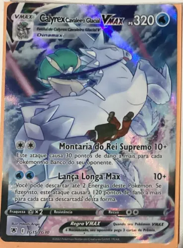 Carta Pokémon Calyrex Cavaleiro Glacial-VMAX TG15/TG30