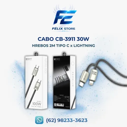  Cabo Hrebos CB-391I 30W Tipo-C para Lightning 2M (Turbo)
