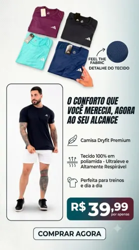 Camisa Dryfit tecido 100% em poliamida