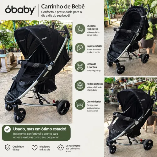 Carrinho de Bebê Óbaby Preto - Usado