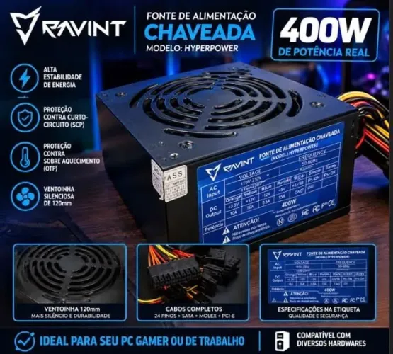 Fonte para Pc semi nova ,bem adequada para colocar no seu pc