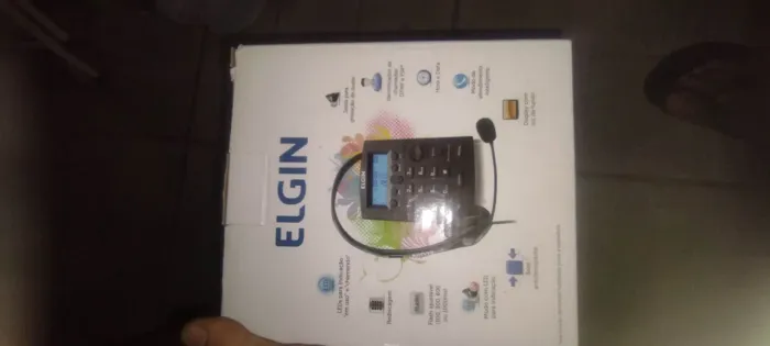 Telefone headset Elgin na caixa