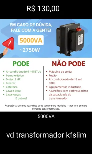 Transformador 5000 va de 220wt para 110wt
