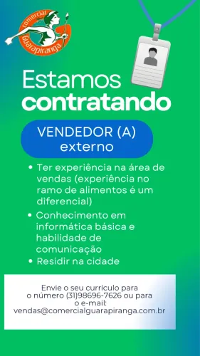 VAGA - VENDEDOR EXTERNO