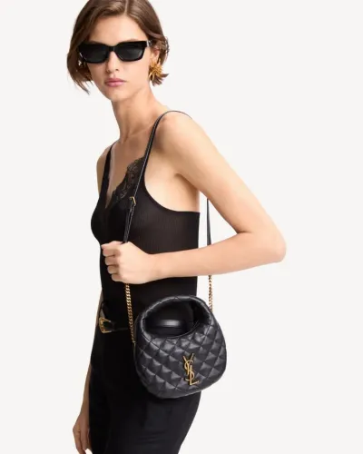 Bolsa mini matelassê couro legítimo italiano Yves Saint Laurent com alça dupla