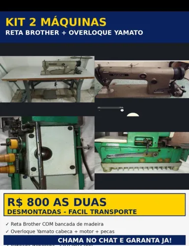 KIT 2 MÁQUINAS BROTHER + YAMATO - R$800 - COM BANCADA - ITABERABA SP - DESMONTADAS