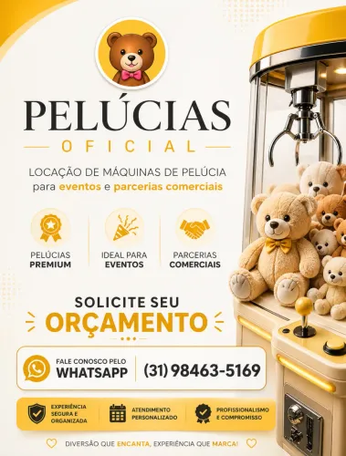 Aluguel de máquinas de pelúcias e brindes para eventos e parcerias com comércios BH