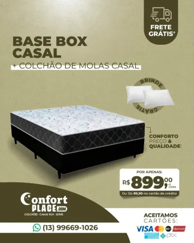 Cama Box Casal + Colchão de Molas 22cm Casal - Frete Grátis